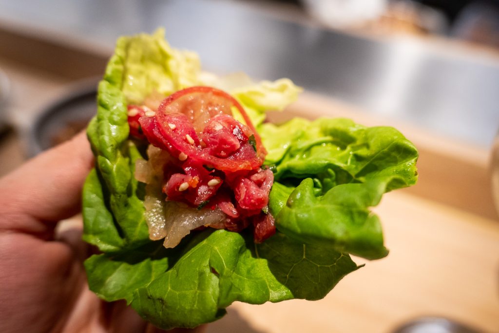 Beef Tartare at Heritage by Madison, a restaurant in Shanghai by chef Austin Hu serving a seamless mix of Western and Asian influences. Photo by Rachel Gouk.
