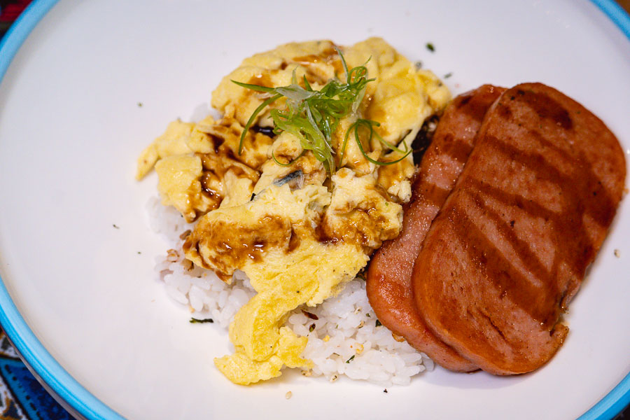 Spam, eggs and rice for brunch at Birds of Paradise, a tiki bar and restaurant in Shanghai. Photo by Rachel Gouk.