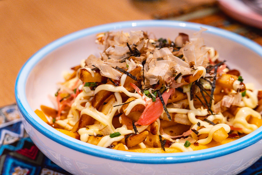 Okonomiyaki fries at Birds of Paradise, a tiki bar and restaurant in Shanghai. Photo by Rachel Gouk.