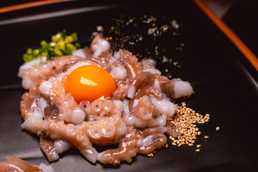 Live Octopus Sashimi at JUJU, a Korean barbecue restaurant and ganbei joint on the Bund, Shanghai. Photo by Rachel Gouk