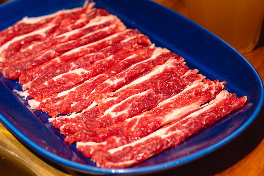 Beef and lamb hotpot at Lao Men Kuang 老门框, a halal Beijing-style hotpot restaurant in Shanghai. Photo by Rachel Gouk @ Nomfluence.