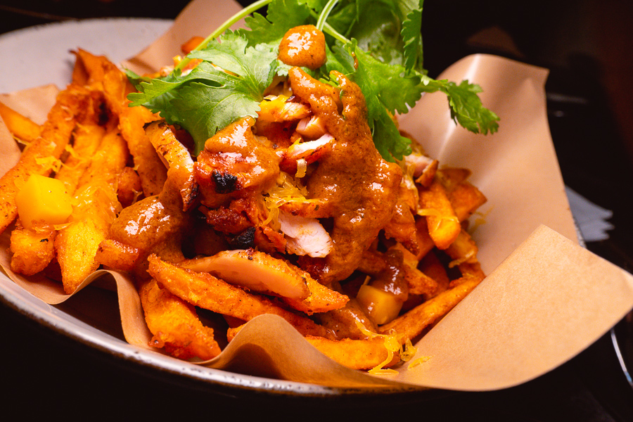 Chicken tikka poutine. Khan Chacha, modern Indian restaurant in Shanghai. Photo by Rachel Gouk @ Nomfluence.