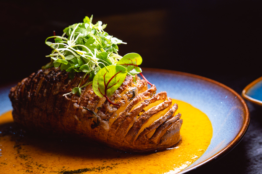 Hasselback potato curry. Khan Chacha, modern Indian restaurant in Shanghai. Photo by Rachel Gouk @ Nomfluence.